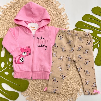 Inverno 2025 - Conj. Jaqueta Cute Love Kitty e Legging - Rosa
